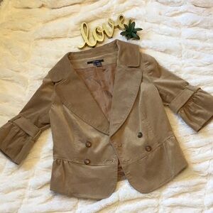 Zara Tan Blazer with Ruffle Sleeves